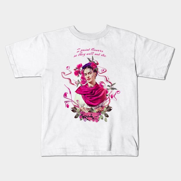 FRIDA KAHLO Mexican Feminist portrait T-Shirt Kids T-Shirt by GalleryArtField